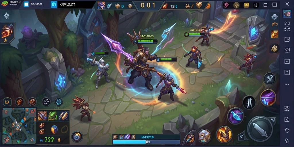 Screenshot gameplay KAPALSLOT dengan aksi tempur seru di arena.