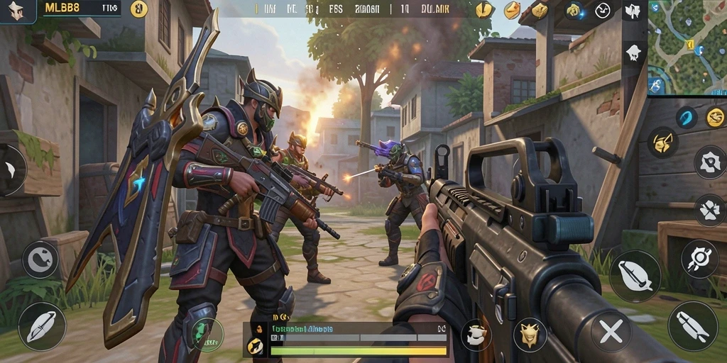 Gameplay MLBB8 dengan pertempuran intens di latar belakang.