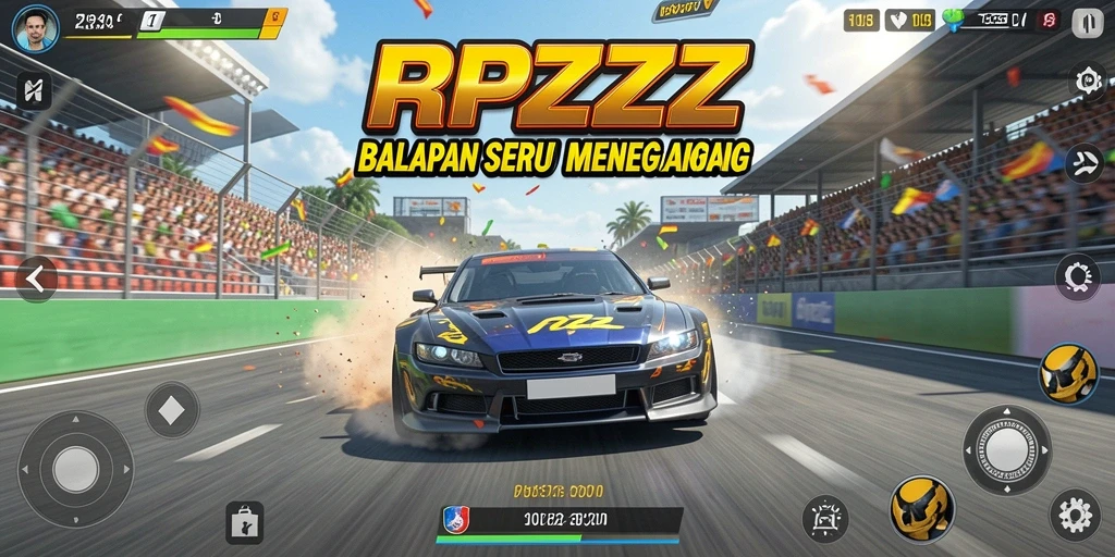 Screenshot menunjukkan momen balapan seru dalam RPZZZ.