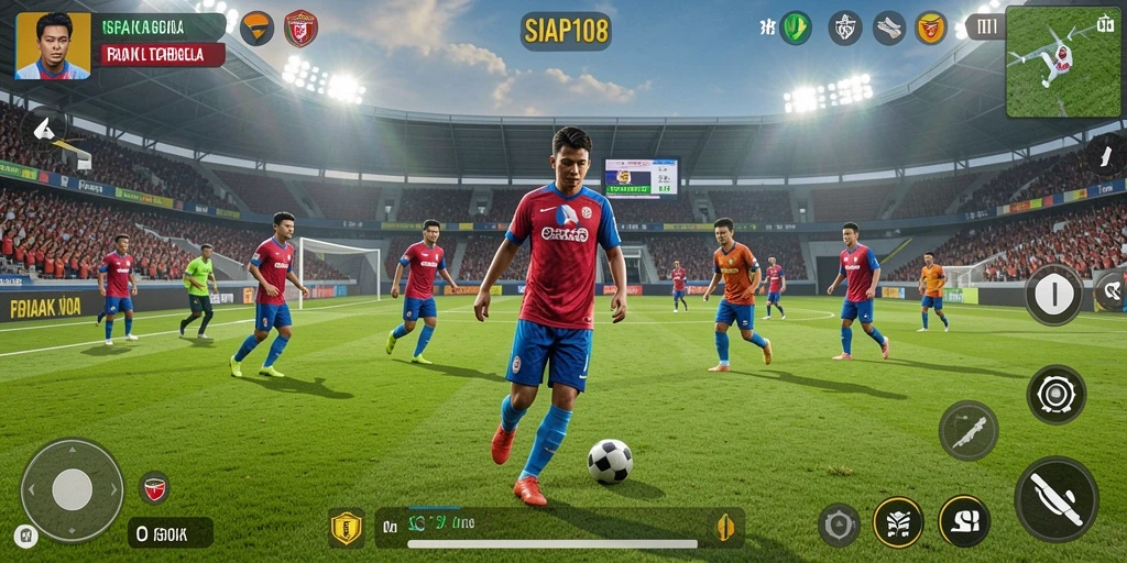 Tampilan gameplay menarik dalam SIAP108 dengan aksi sepak bola yang mendebarkan.